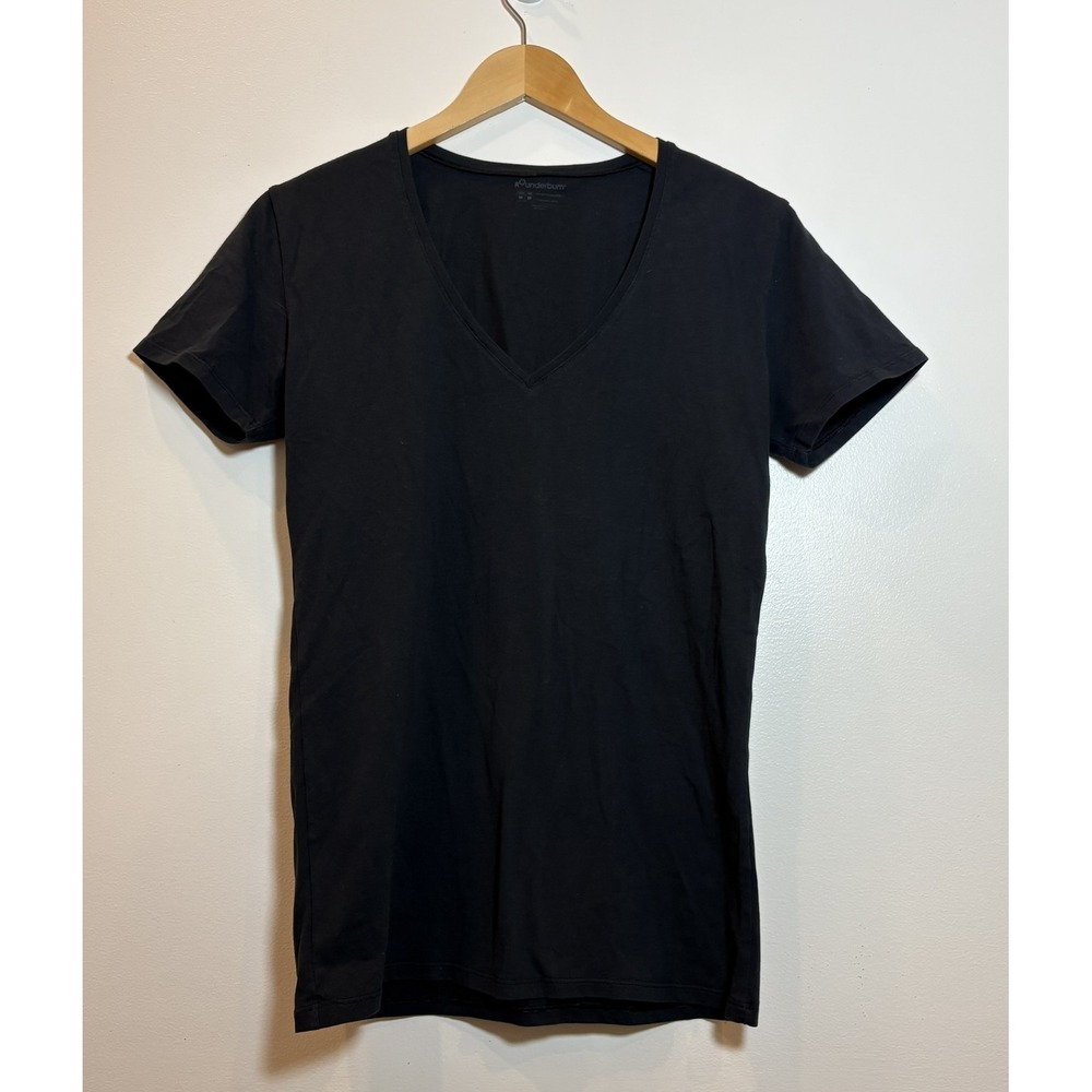 Rounderbum RWV01 Black V Neck Shaping T Shirt Mens Medium Slim Fit Stretch Gym